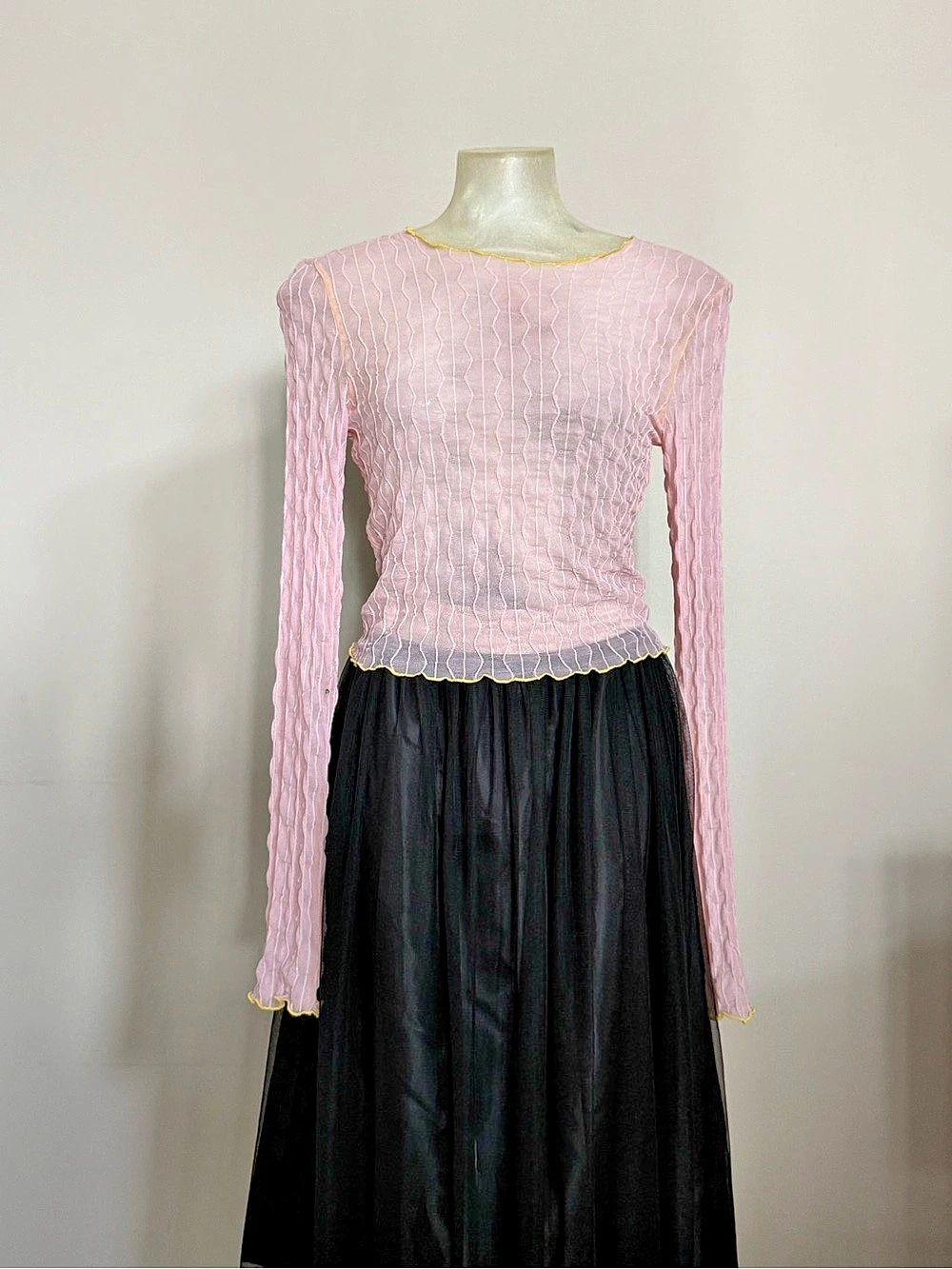 Urban Outfitters Pink Textured Long Sleeve Top Size Large